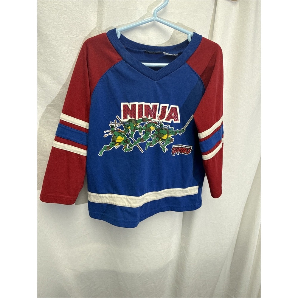 2004 TMNT Kids Headquarters Long Sleeve Boys 3T Y2K Cartoon Cute Retro Hockey